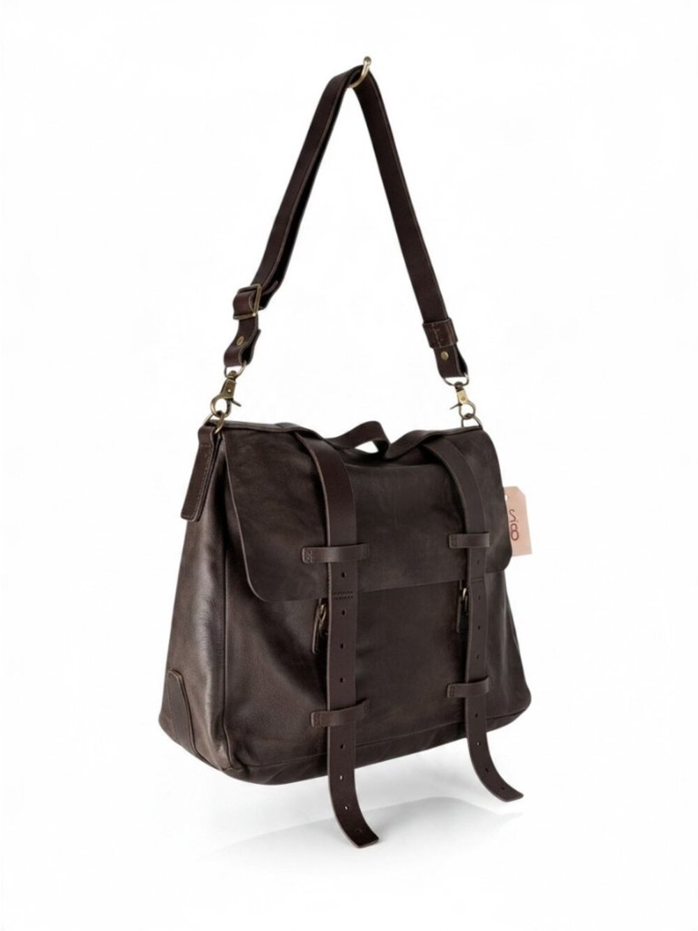 A.S.98 Sebastian Brown Leather Briefcase Large Bag Unisex NEW